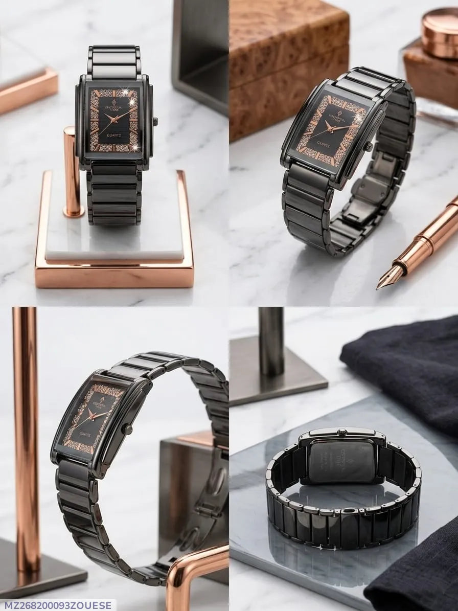 Luxury Black Crystal Watch
