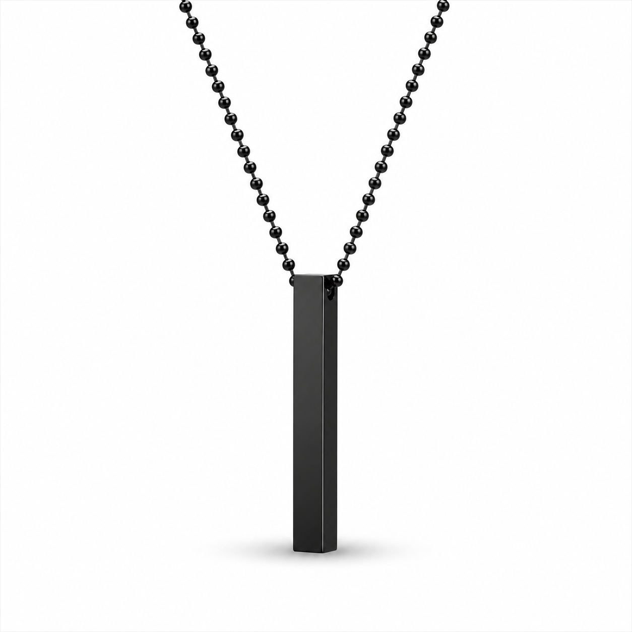 Minimal Black Bar Pendant Necklace