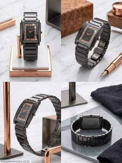 Luxury Black Crystal Watch