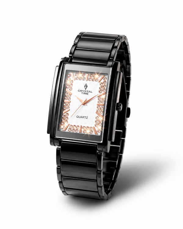 Luxury Black Crystal Watch
