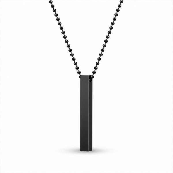 Minimal Black Bar Pendant Necklace