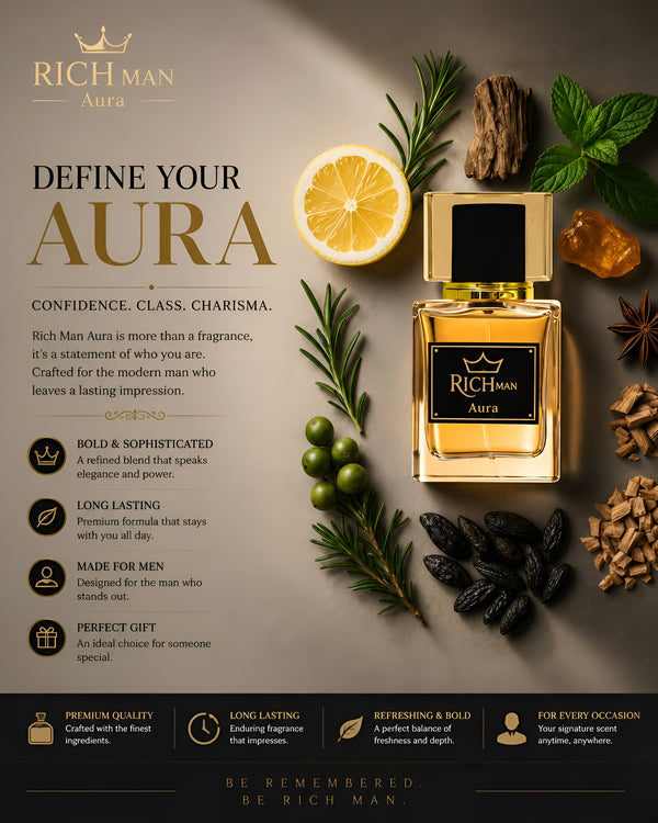 Rich Man Aura Perfume | Premium Long Lasting Fragrance for Men | Luxury Eau de Parfum | Bold, Fresh & Sophisticated Scent